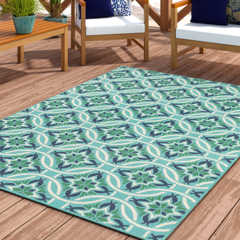 Beachcrest Home Kailani Contemporary Geometric Blue/Green Indoor